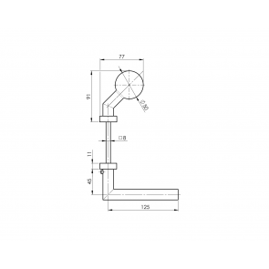 Inox kljuka D8/05GD desna vrtljivi gumb AISI304