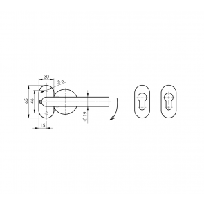 Inox kljuka D8/05G-D-i desna, fiksni gumb AISI304