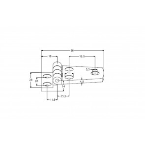 Inox tečaj 54X37X4,5mm AISI316