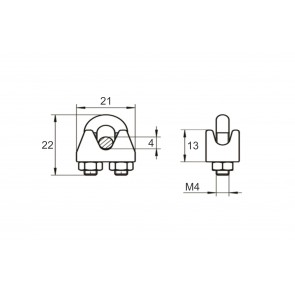 Inox sponka vrvi 4mm AISI316