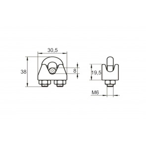 Inox sponka vrvi 8mm AISI316