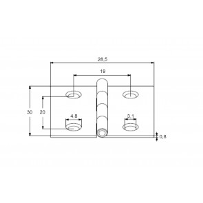 Inox tečaj 28X30x0,8 AISI304