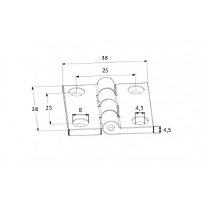INOX Tečaj 00 38X38X4,5mm AISI316