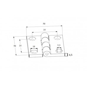 INOX Tečaj 00 50X50X4,5mm AISI316, Poliran