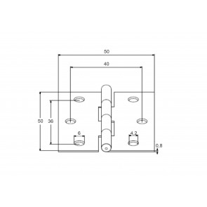 Inox tečaj 50X50x0,8 AISI304