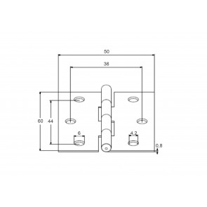 Inox tečaj 50X60x0,8 AISI304