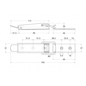 Inox zapiralo 194x31 AISI304