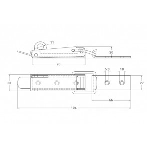 Inox zapiralo 194x31 AISI304 ZA OBEŠANKO