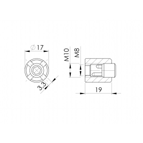 INOX KRIŽNI SPOJNI ELEMENT ZA PLETENICO 3mm M8 AISI316