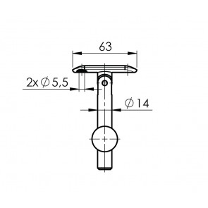 INOX Bočni nosilec ročnika 42,4 montažni AISI304 satiniran 55S