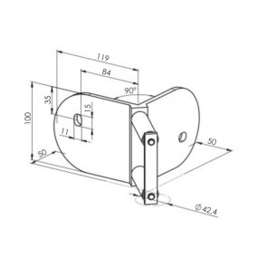 INOX Nosilec stebra 42,4  / satiniran vogalni AISI316