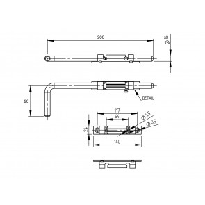 Inox zapiralo 300mm, fi16, AISI304