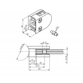 INOX Nosilec stekla 42.4 poliran 40x50mm AISI304 10S-P