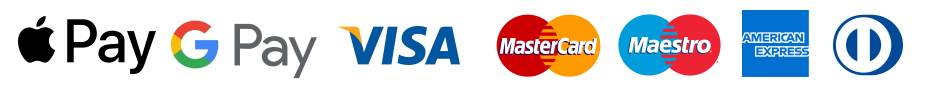 Na voljo plačilo s kartico (Visa, Mastercard, American Express) ter prek Apple Pay in Google Pay.